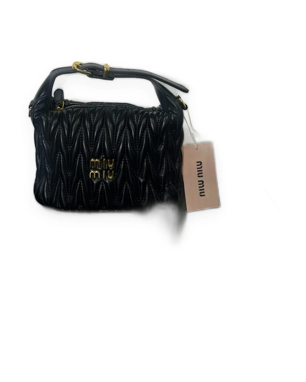 Black Quilted Hobo Bag with Buckle Handle