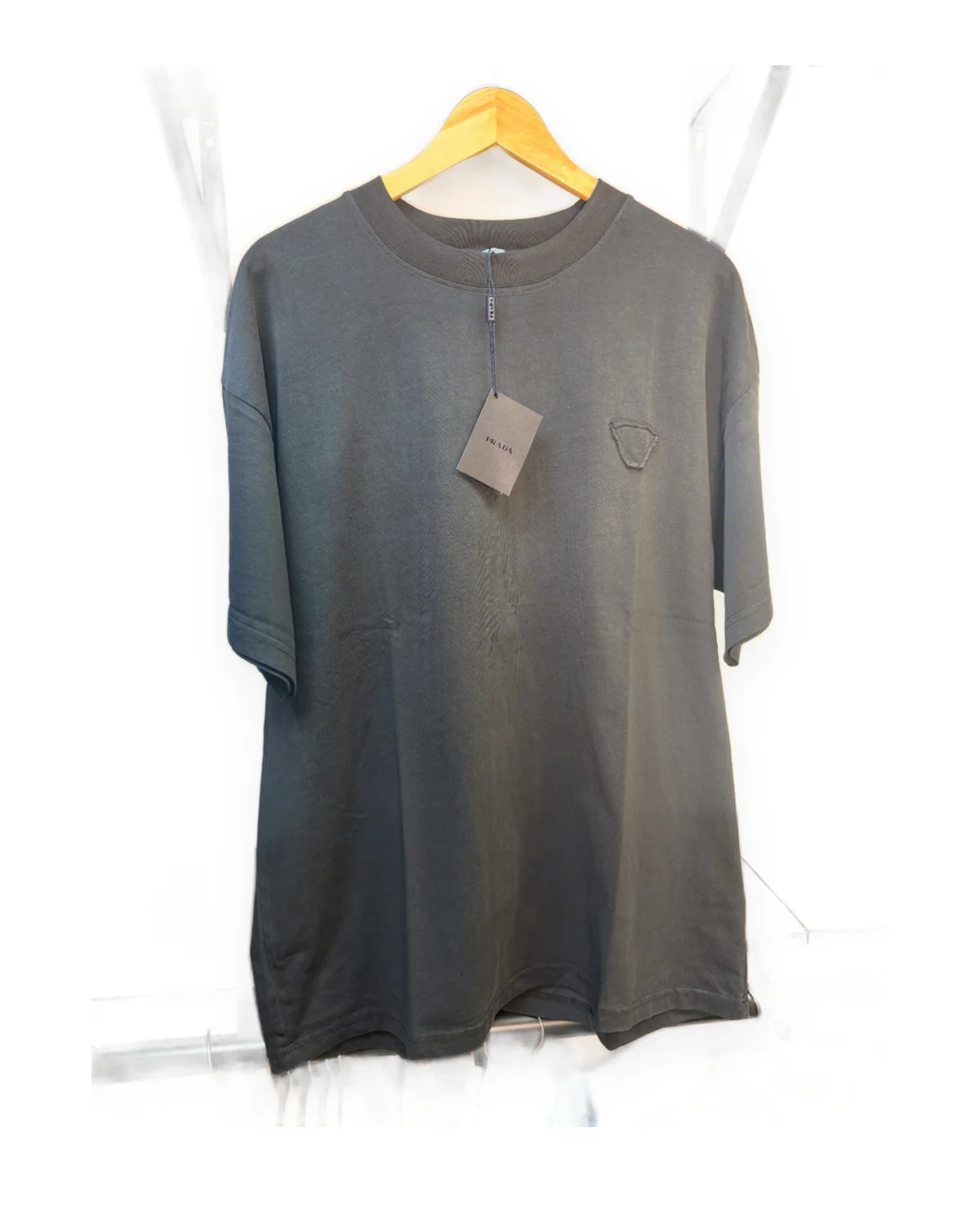 Charcoal Boxy Tee with Triangle Patch