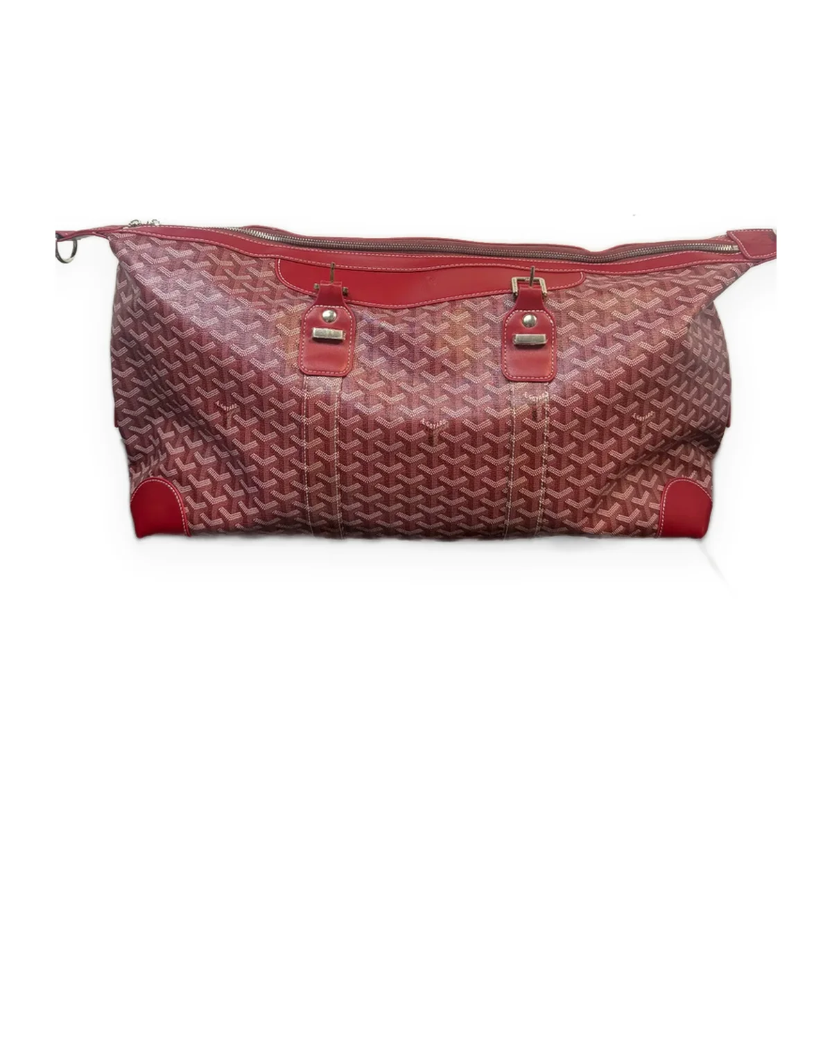 Red Chevron-Print Travel Duffel Bag
