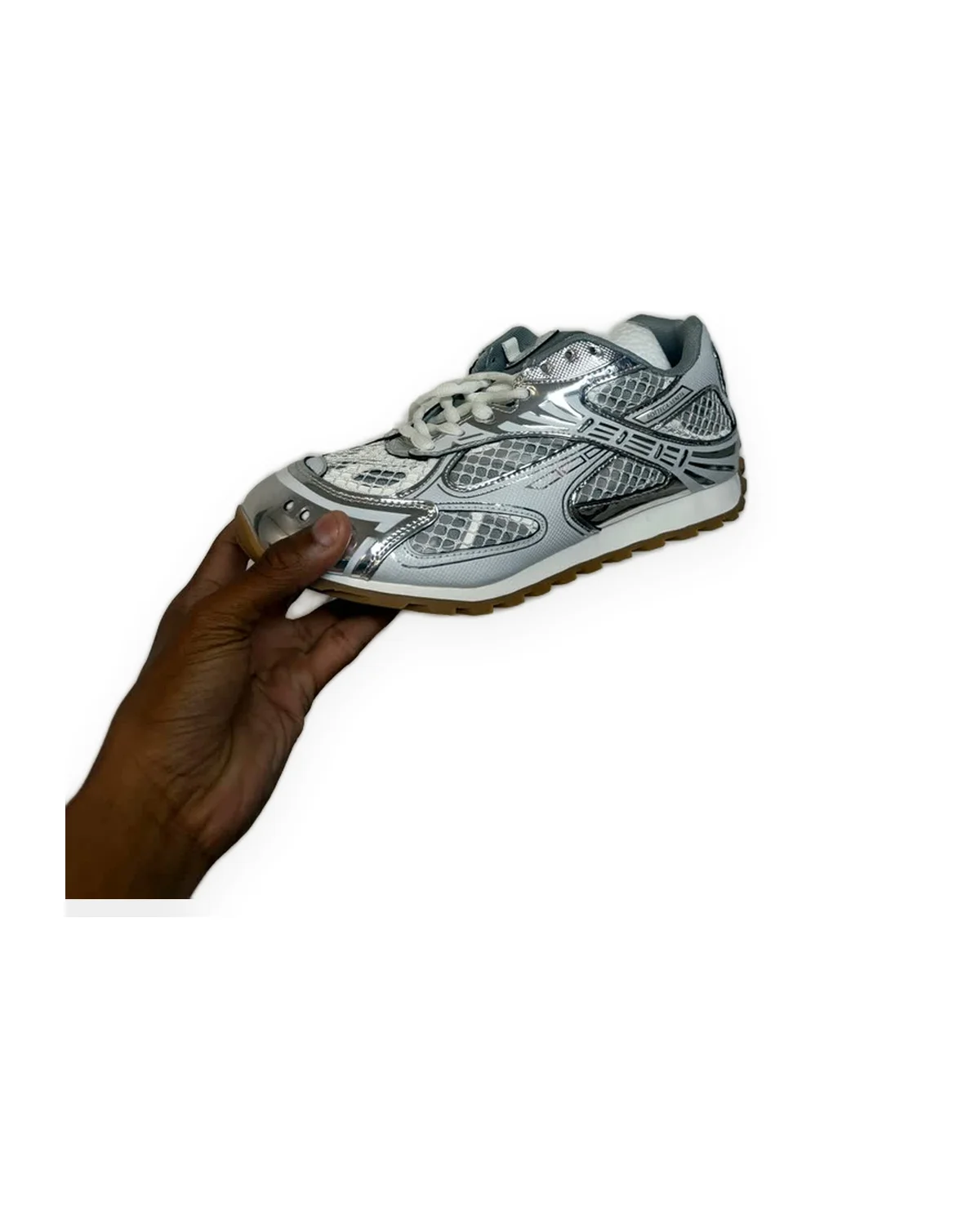 Runner Sneaker — Silver/Gum