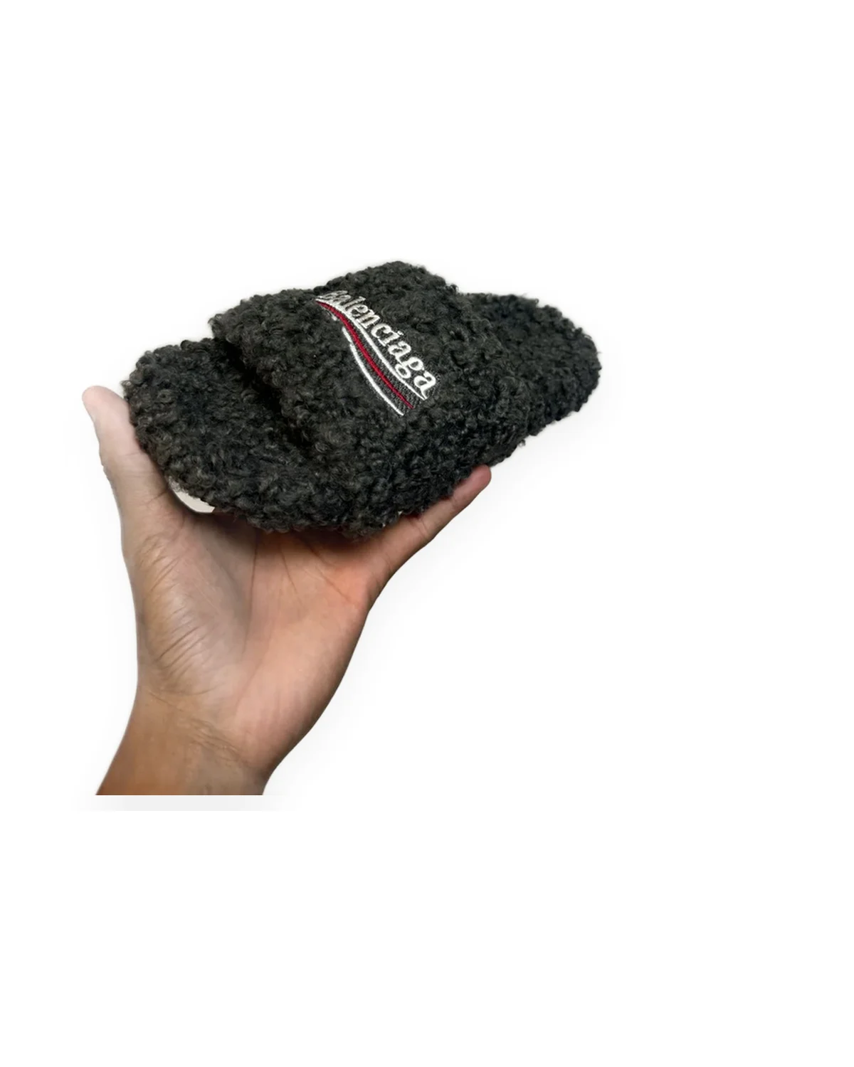 Charcoal Faux-Fur Slide