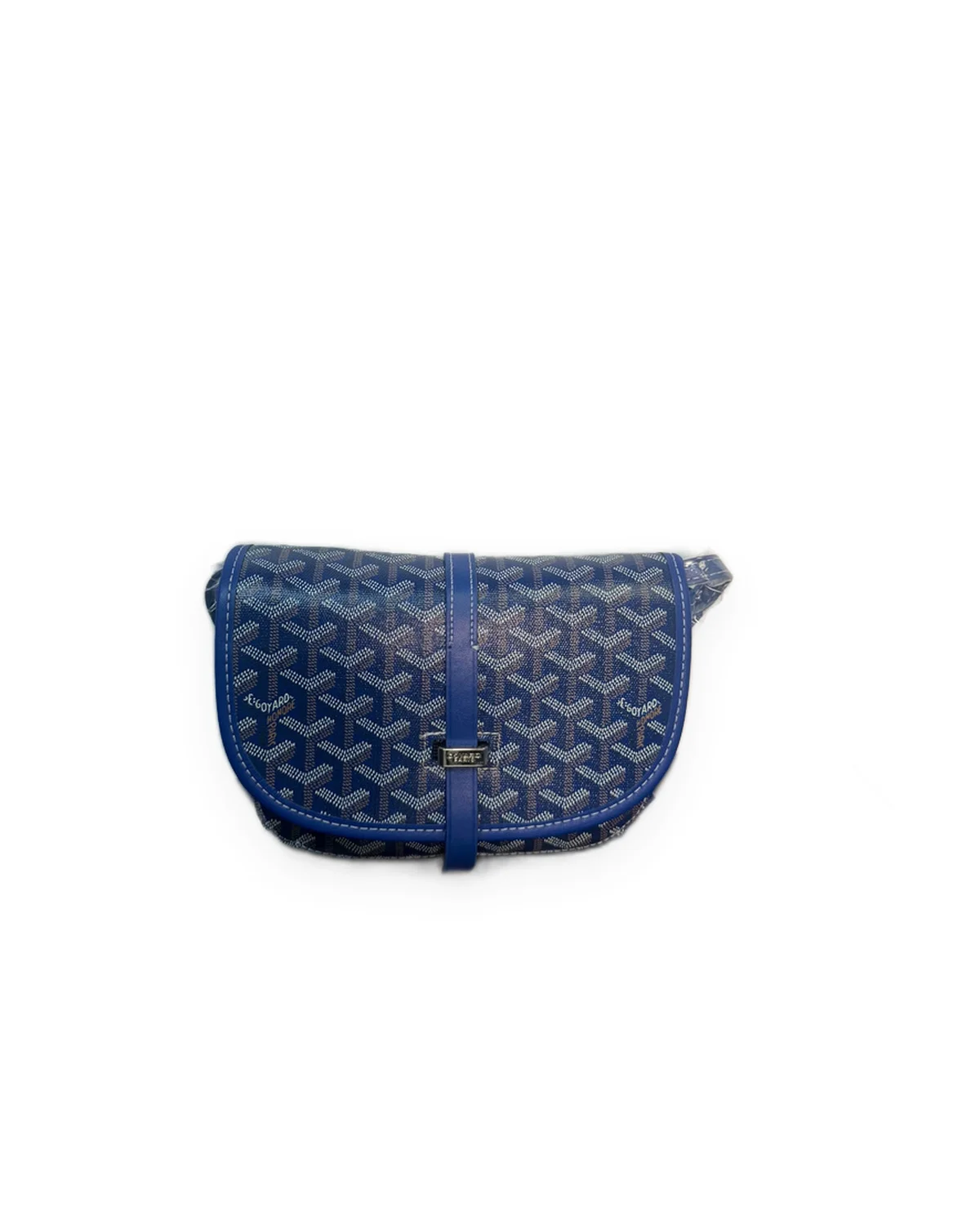 Blue Chevron-Print Saddle Crossbody Bag