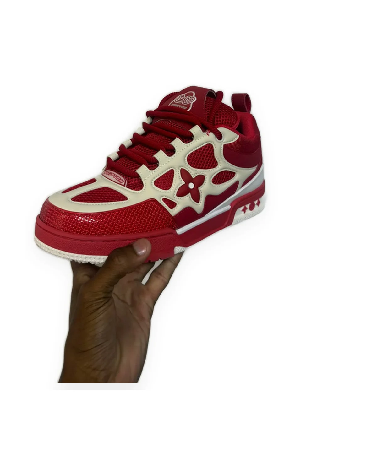 Low-Top Monogram Sneaker — Red/Cream