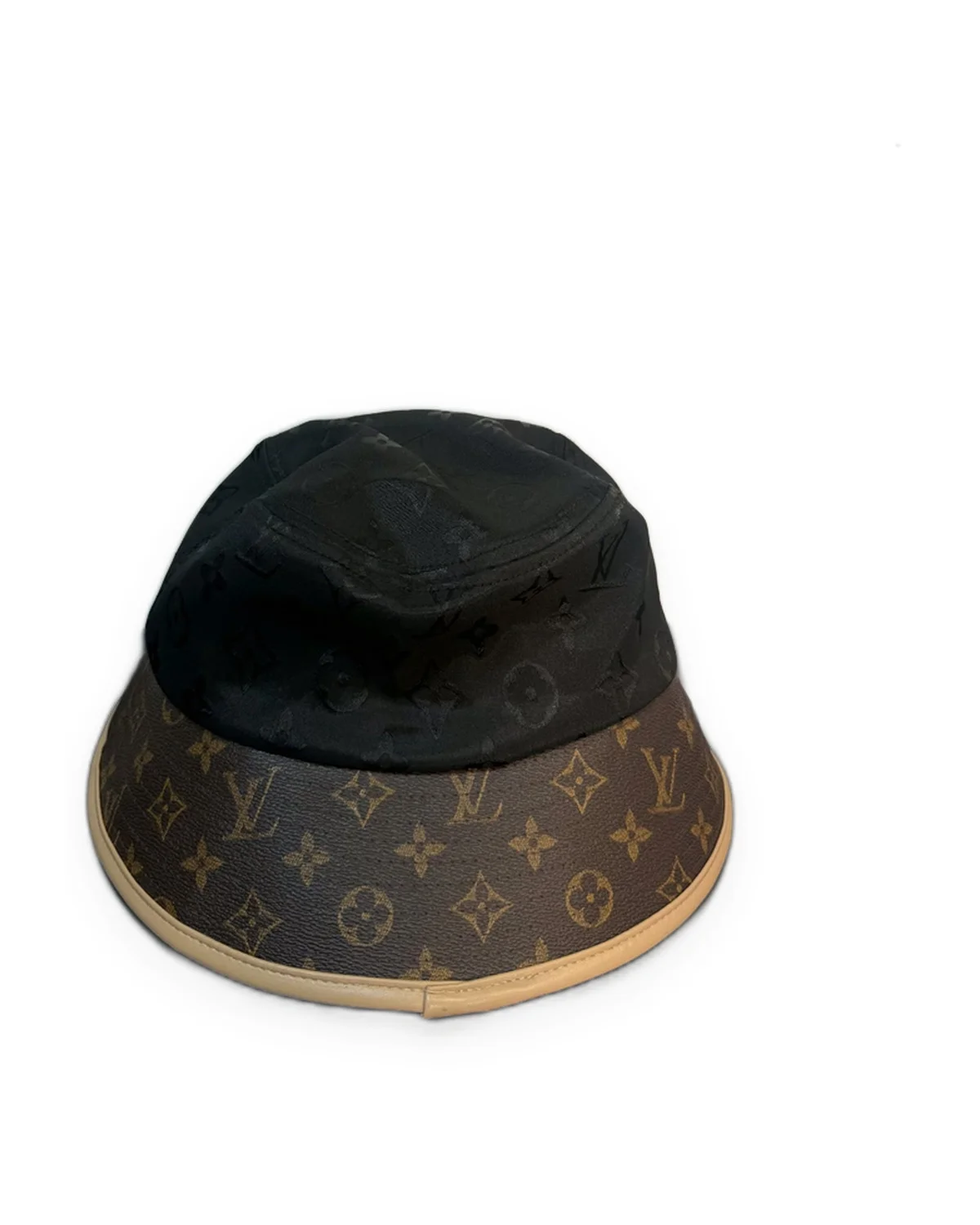 Black Monogram Bucket Hat with Brown Brim