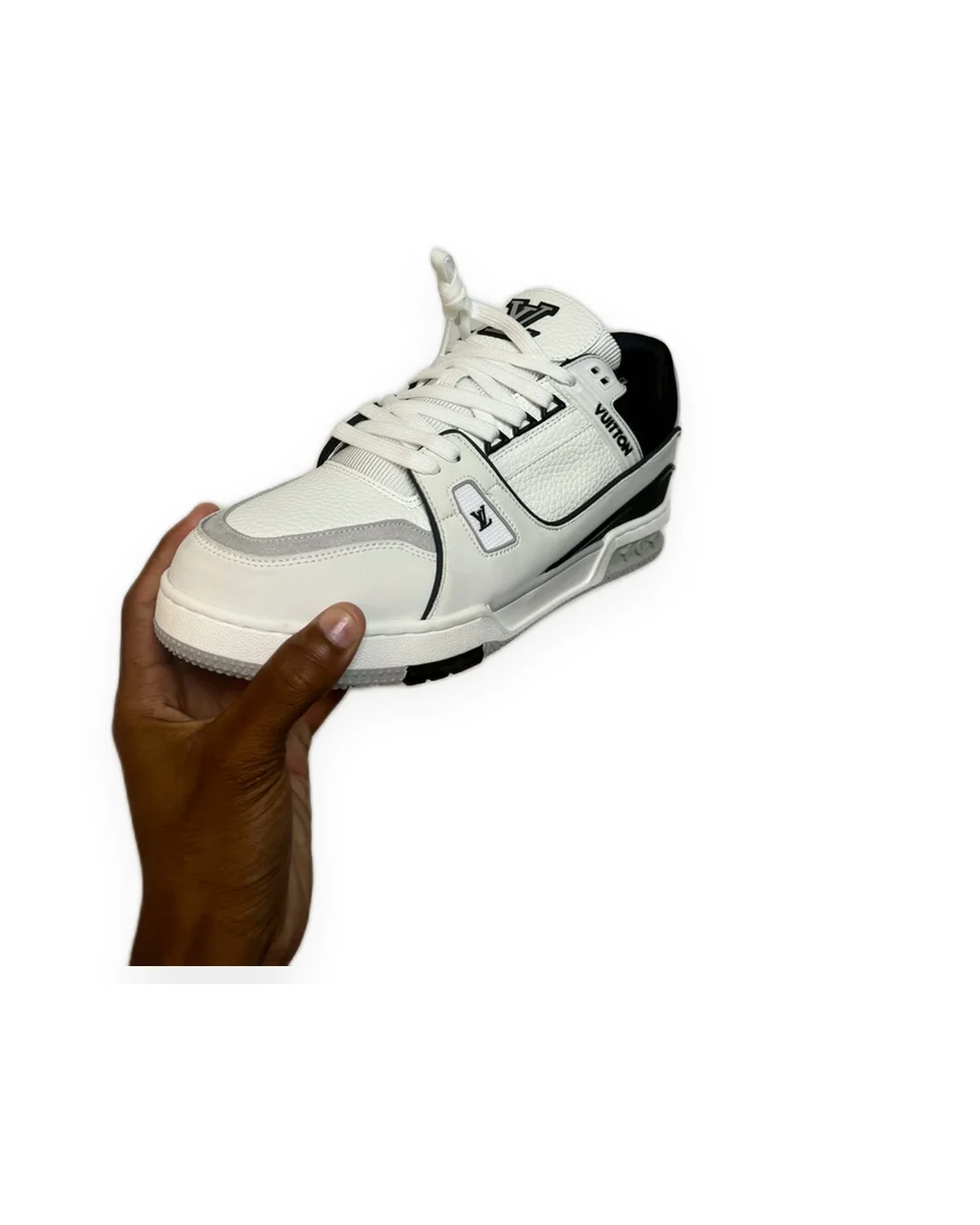Low-Top Monogram Sneaker — White/Black