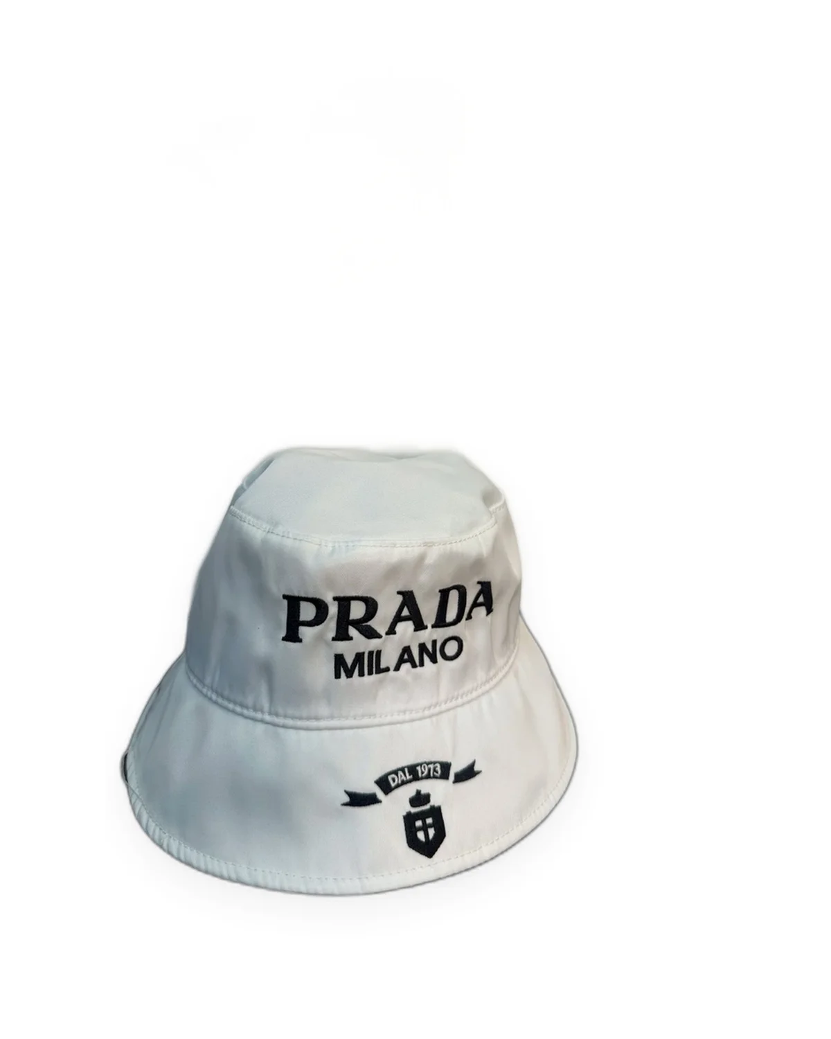 White Embroidered Logo Bucket Hat