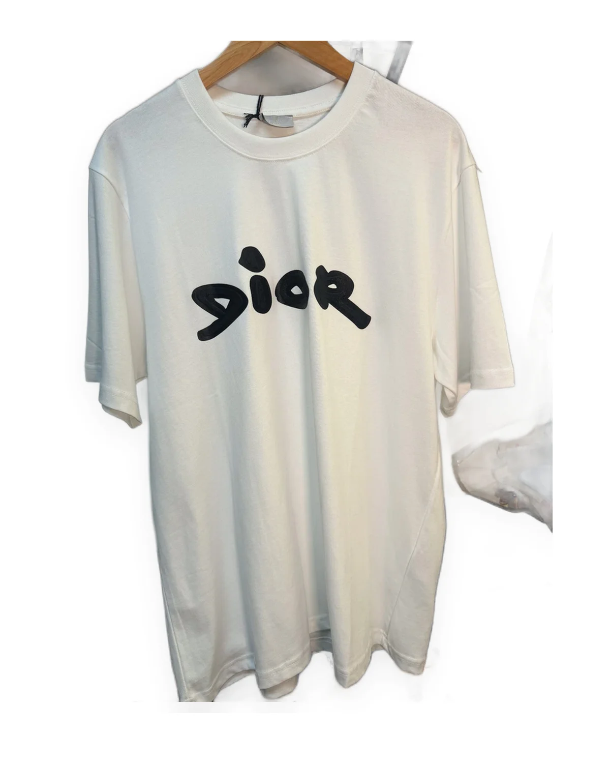 White Tee with Bold Black Script Wordmark