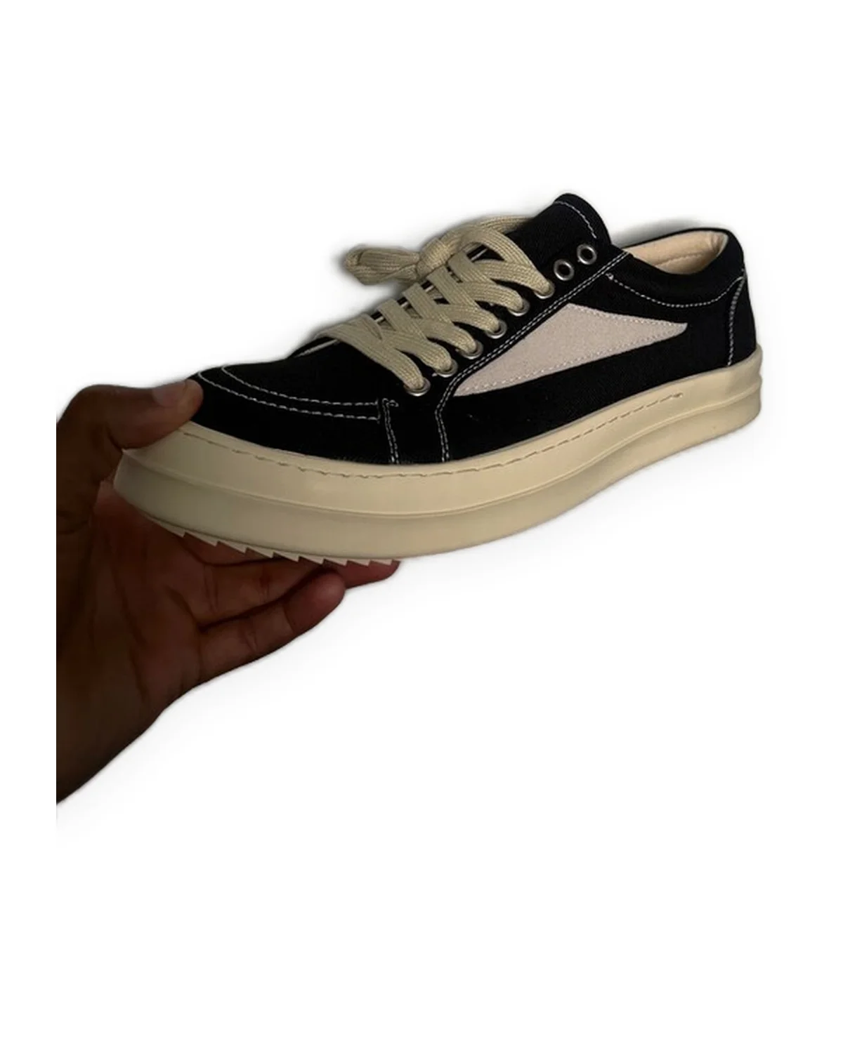 Low-Top Canvas Sneaker — Black/Cream