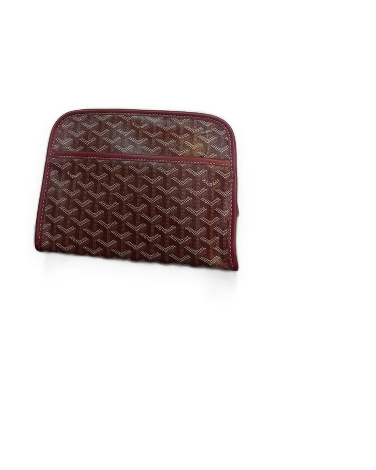 Burgundy Chevron-Print Pouch with Front Pocket
