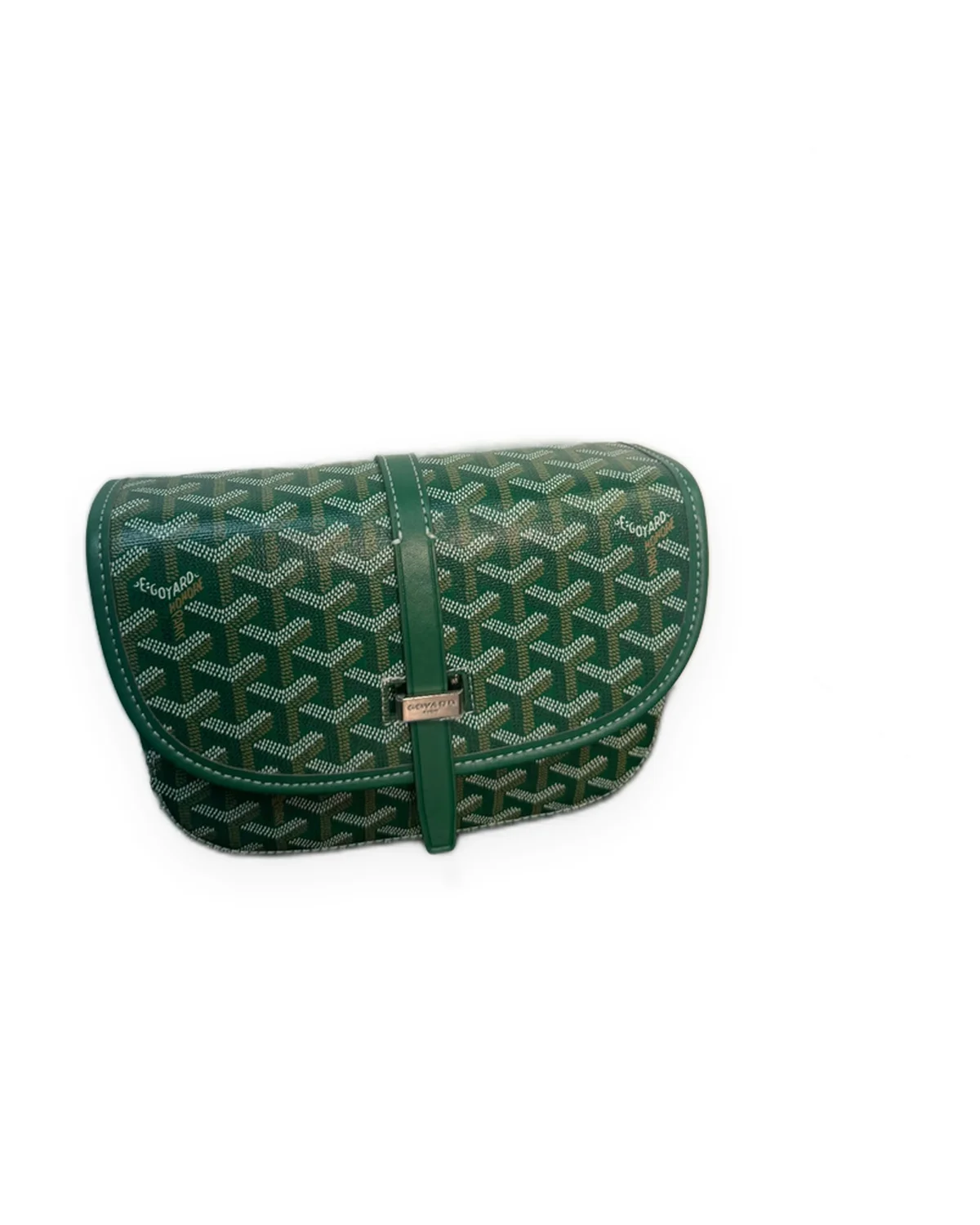 Green Chevron-Print Saddle Crossbody Bag