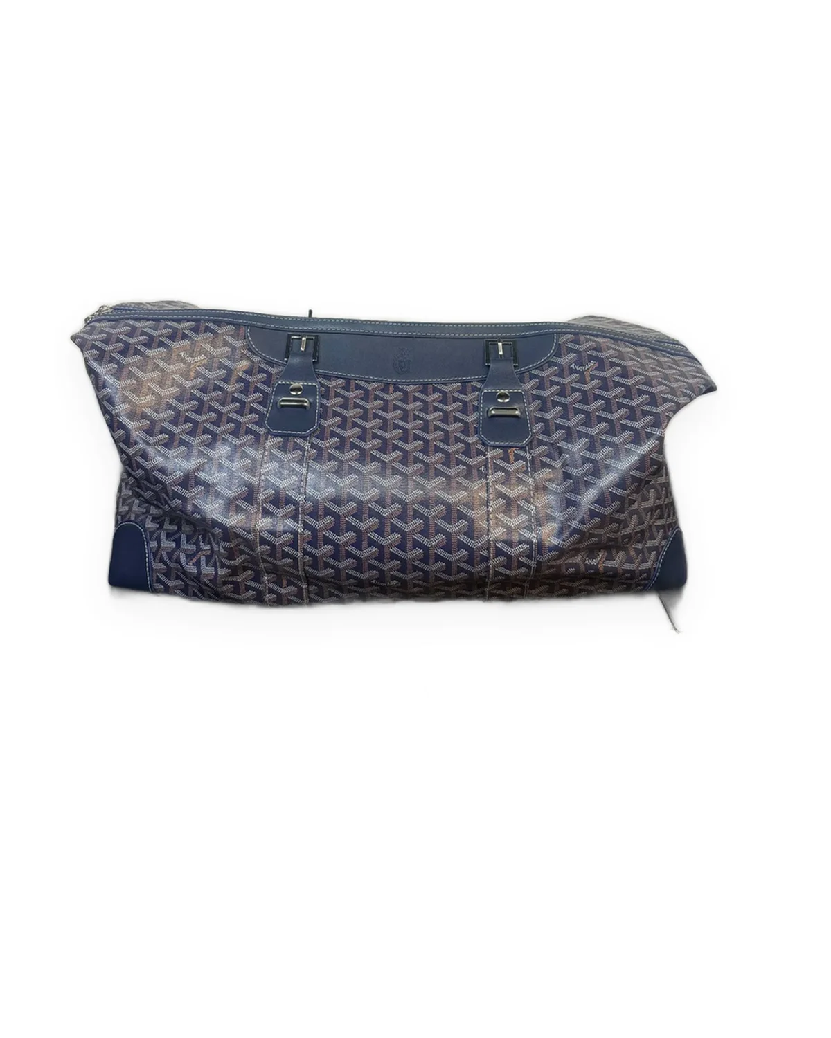 Navy Chevron-Print Travel Duffel Bag