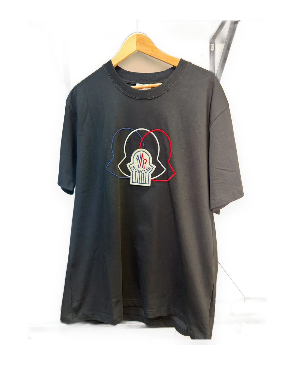 Black Crewneck Tee with Layered Bell Outline Graphics