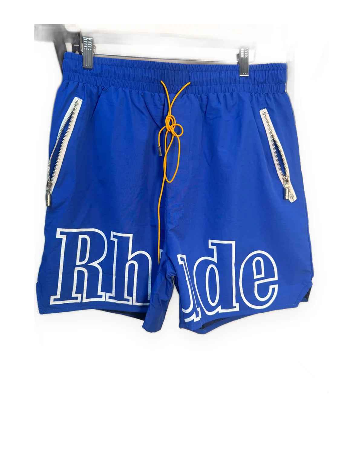 Royal Blue Zip-Pocket Shorts with Split Wordmark
