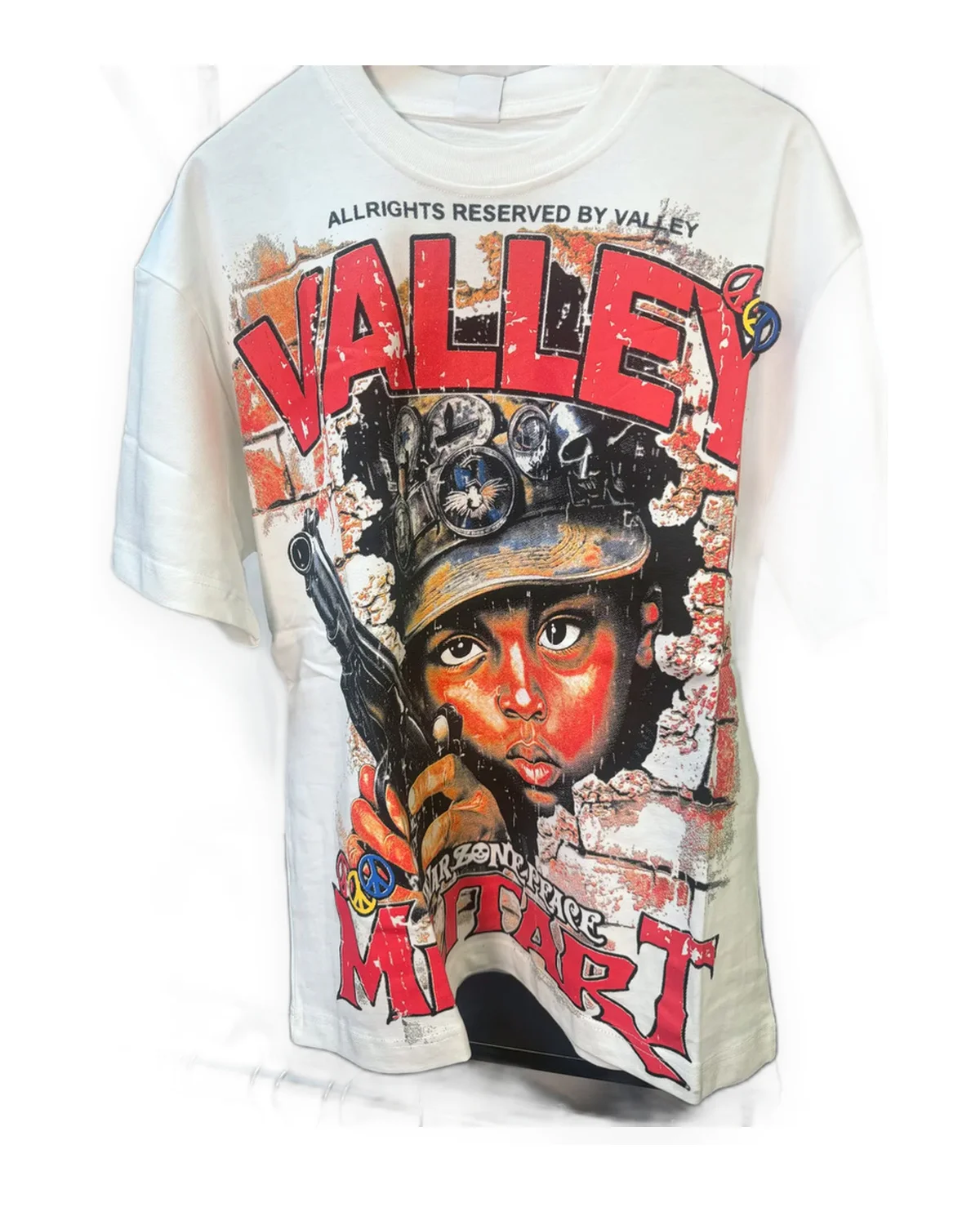 White Distressed Portrait Graphic Tee
