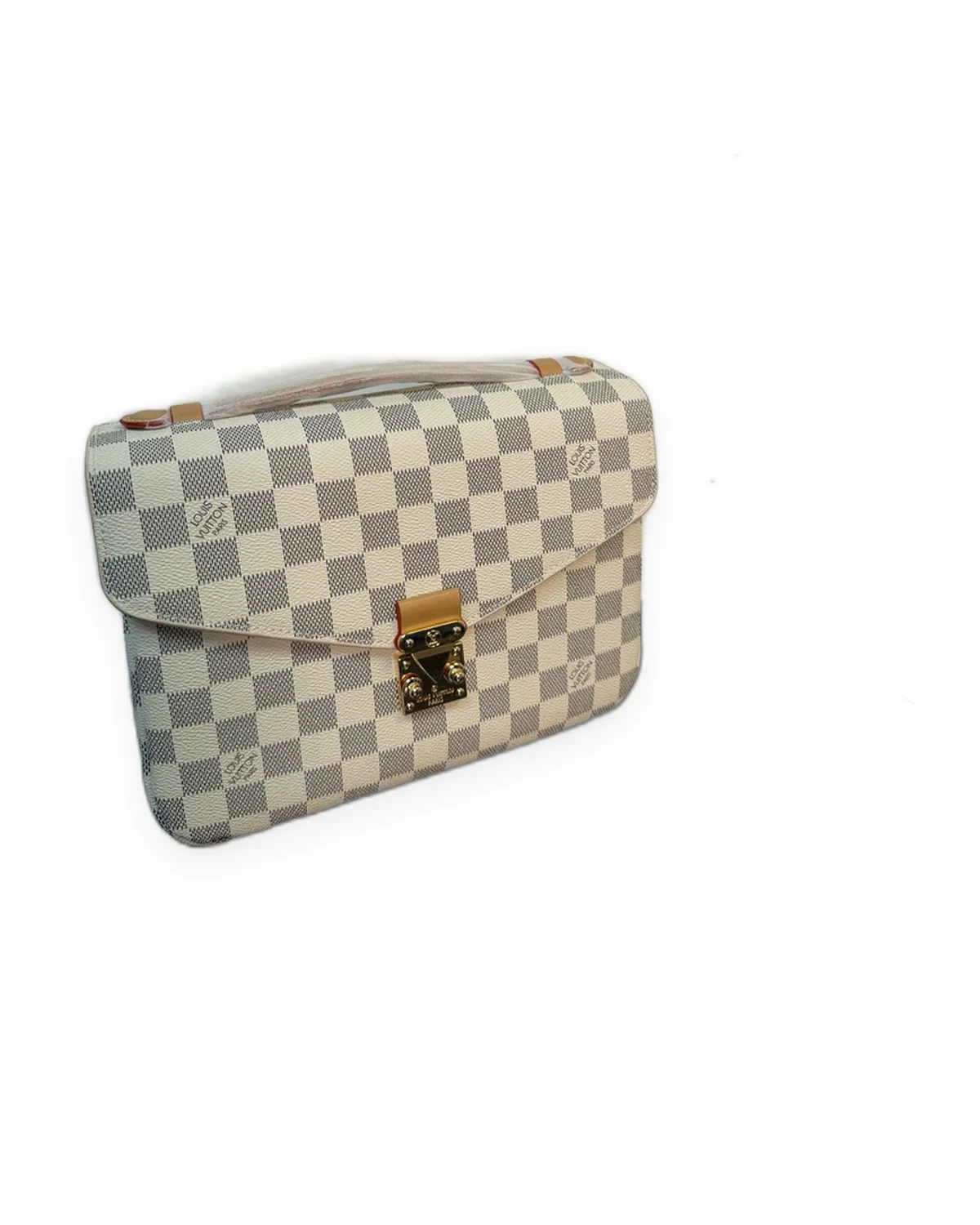 Blue & White Check Canvas Top-Handle Satchel