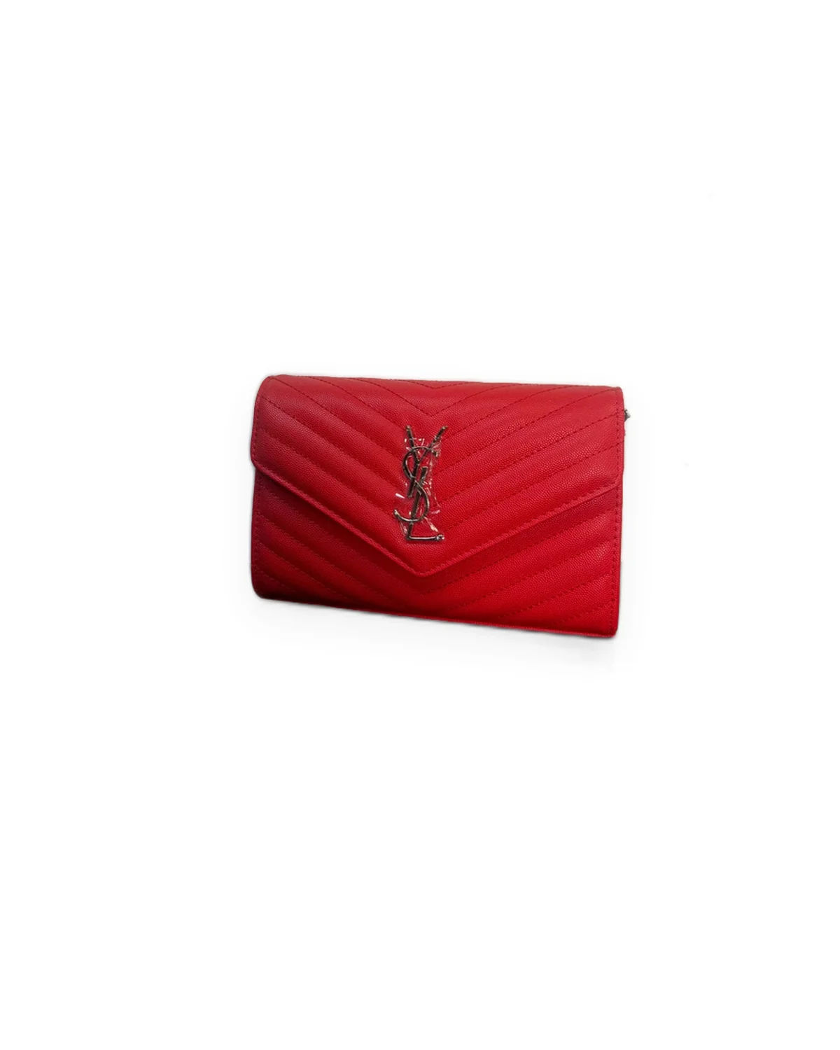 Red Chevron-Quilted Envelope Bag