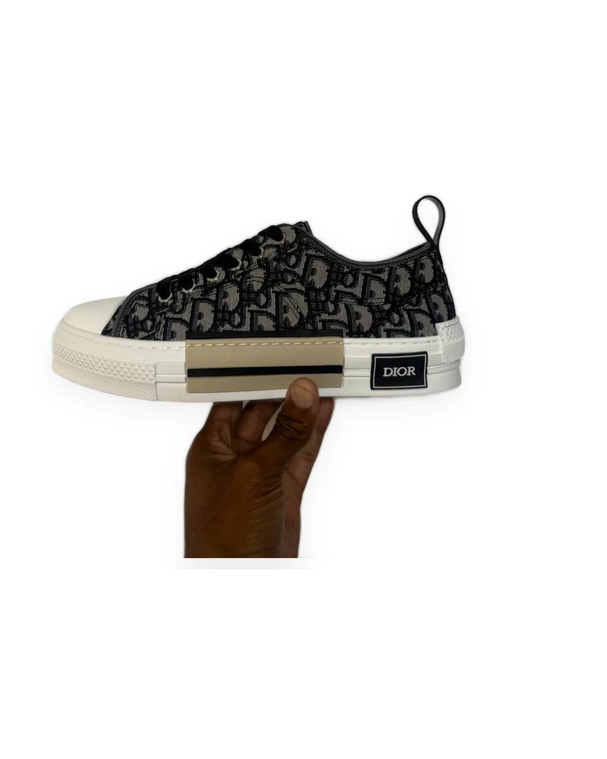 Low-Top Sneaker — Black Monogram/White