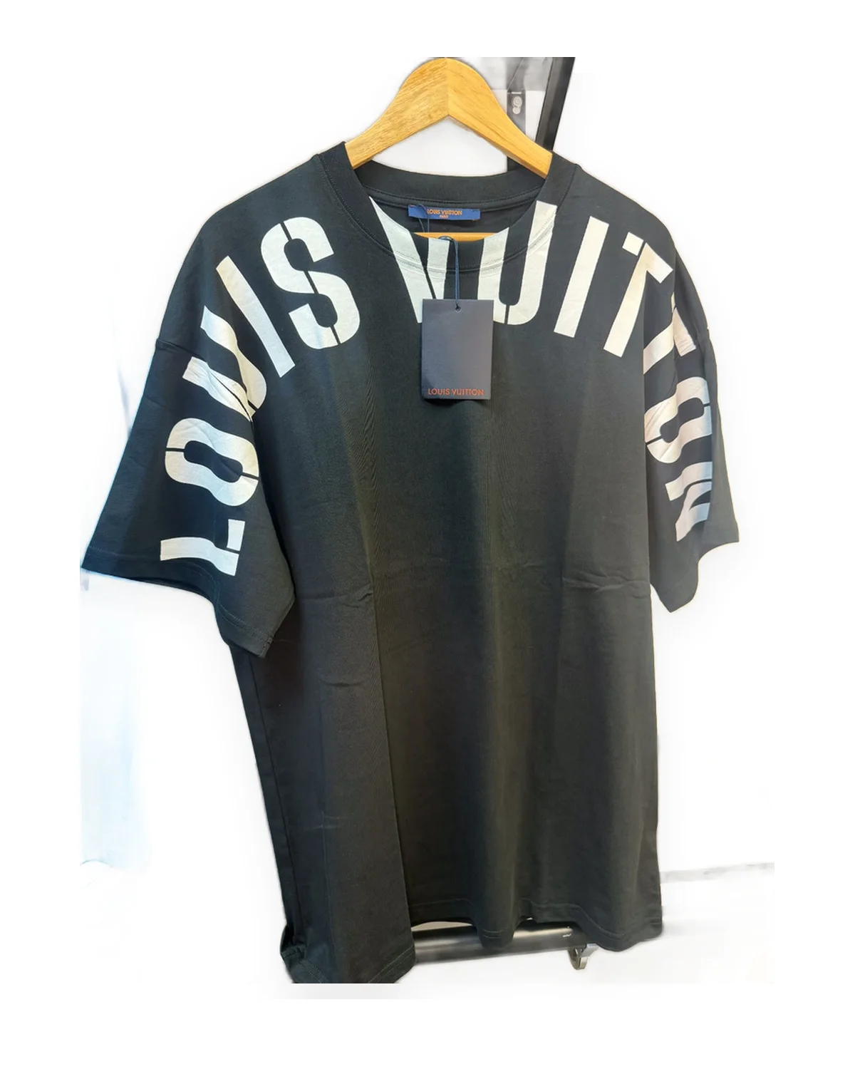 Black Boxy Tee with White Arched Wordmark