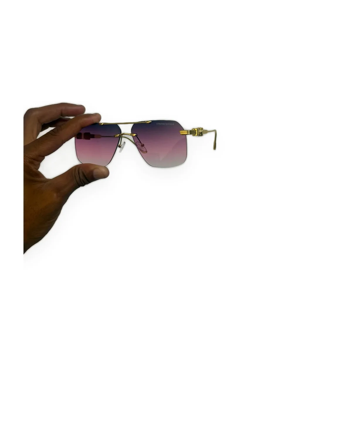 Rimless Gradient Sunglasses in Purple & Pink