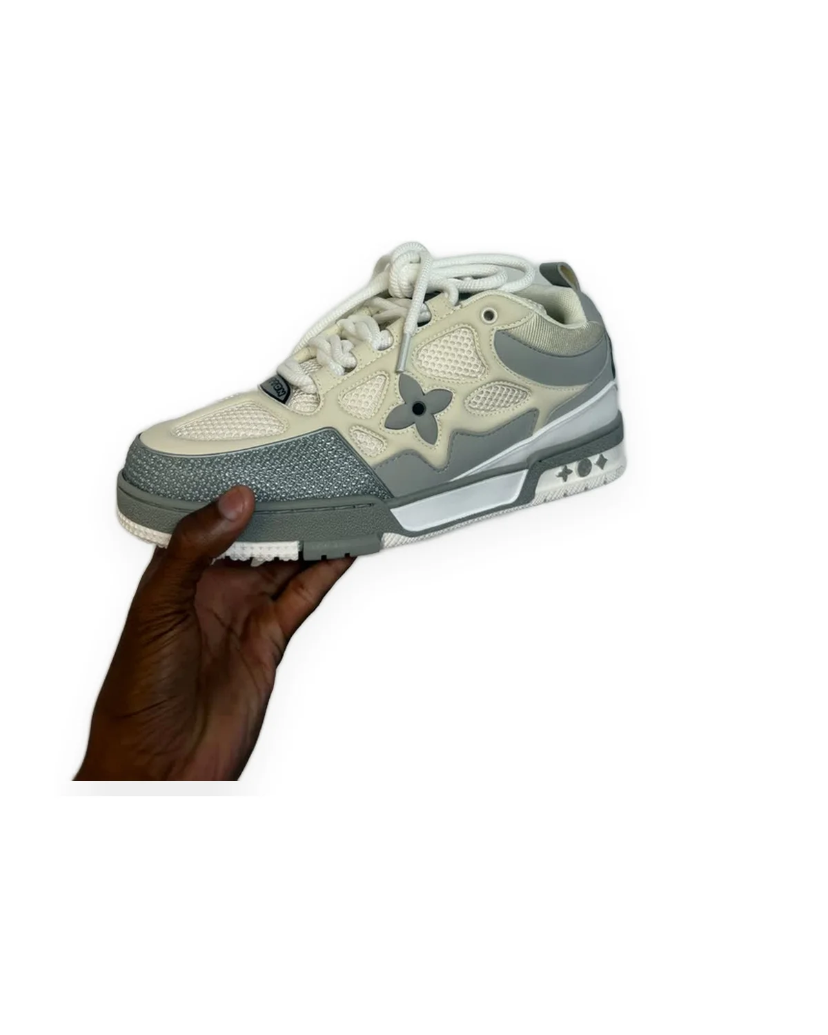 Low-Top Skate Sneaker — Grey/Cream