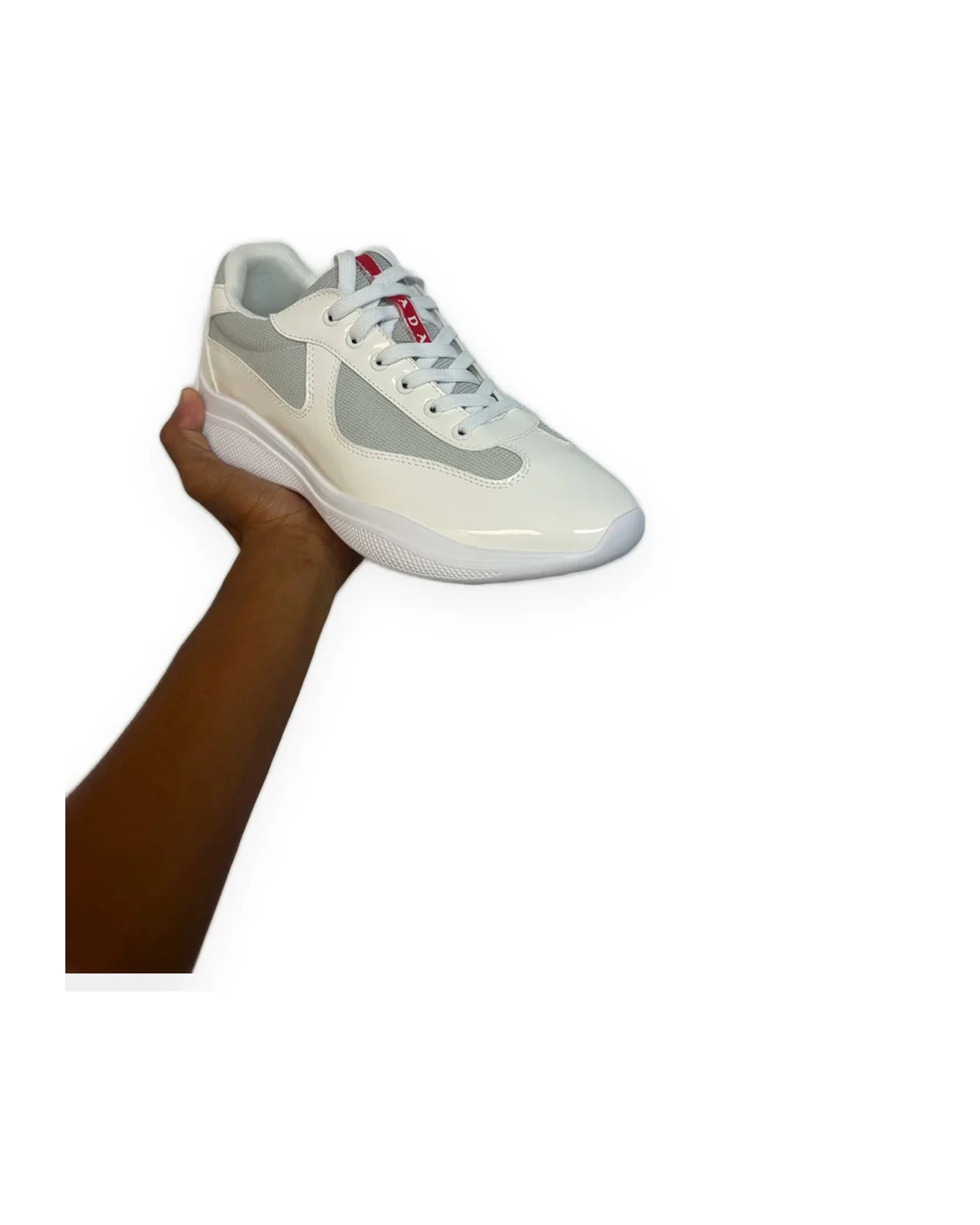 Runner Sneaker — White Gloss/Grey