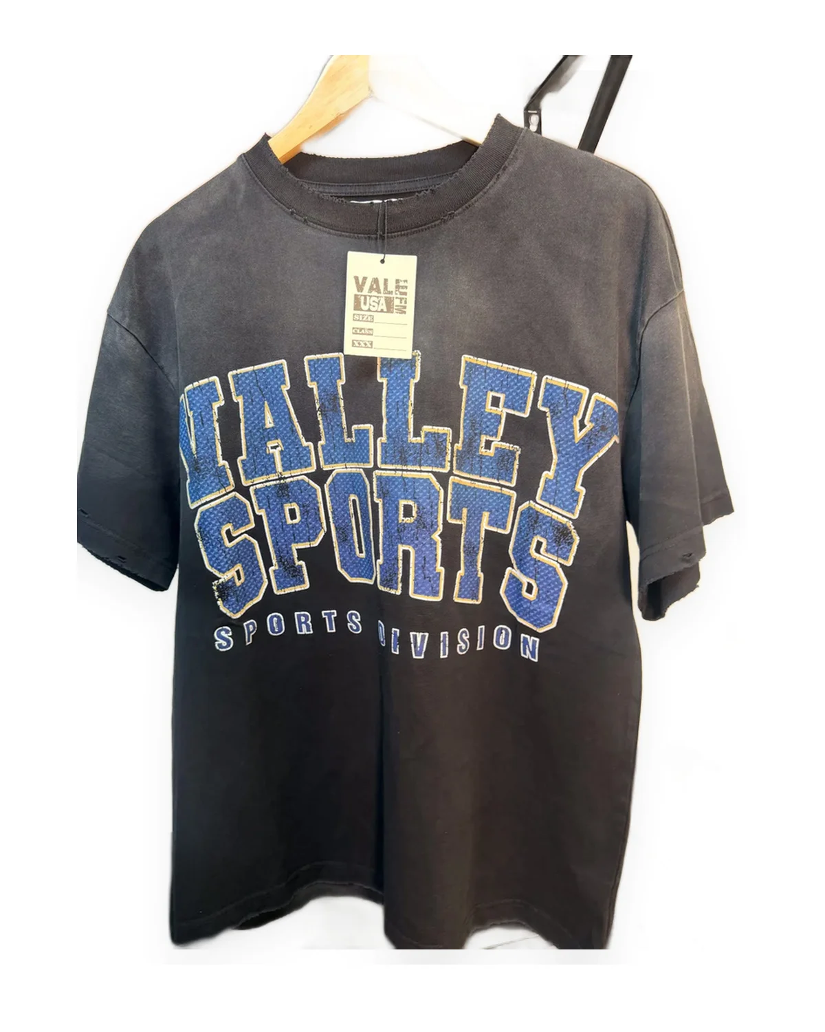 Faded Black Distressed Collegiate Tee