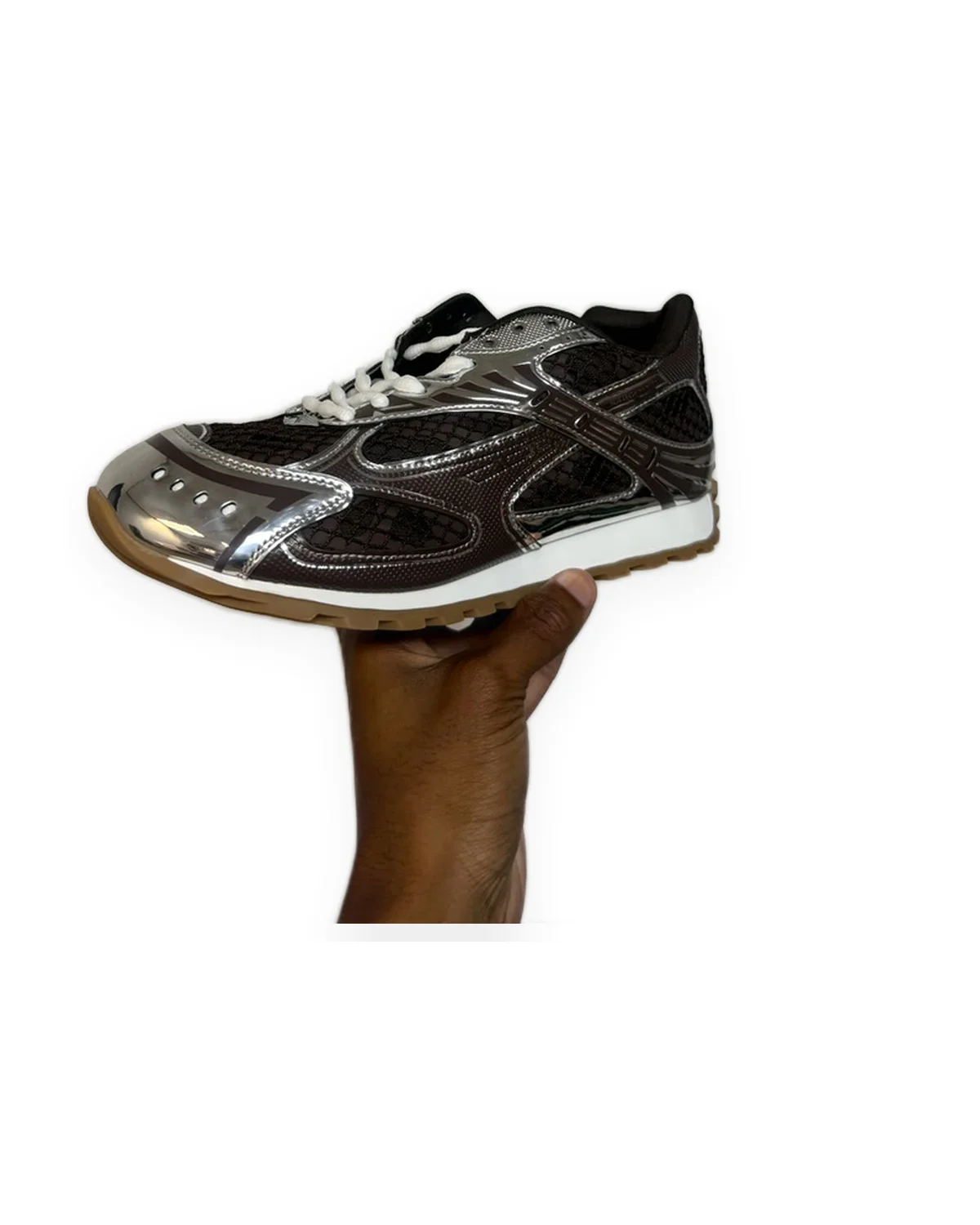 Runner Sneaker — Brown/Silver